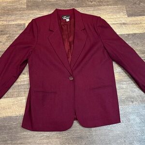 Vintage Sag Harbor 100% Wool Blazer Jacket Size 18 Rich  Burgundy